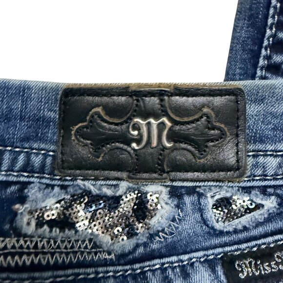 Miss Me Womens Low Rise Bootcut Distressed Blue Denim Jeans Size 27 - Picture 8 of 10